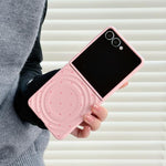 Cover per telefono con texture a onda magnetica e motivo a cuori lucidi, For Samsung Galaxy Z Flip7 5G