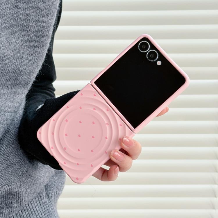 Cover per telefono con texture a onda magnetica e motivo a cuori lucidi, For Samsung Galaxy Z Flip7 5G