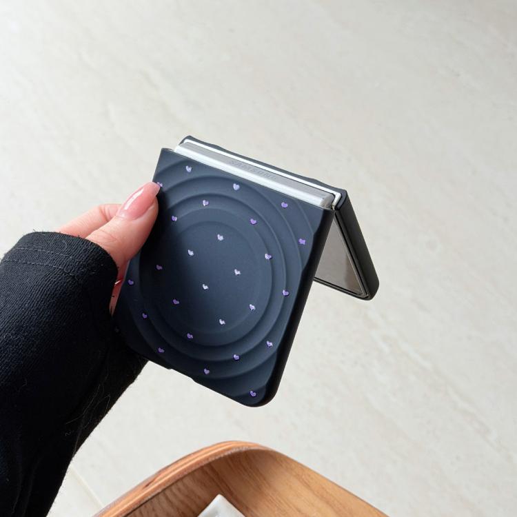Cover per telefono con texture a onda magnetica e motivo a cuori lucidi, For Samsung Galaxy Z Flip7 5G