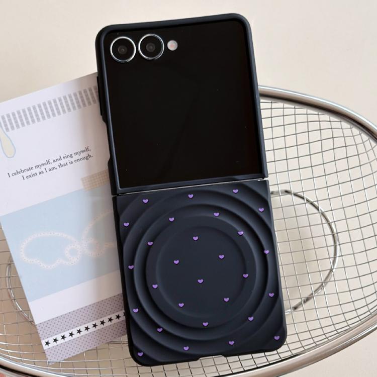 Cover per telefono con texture a onda magnetica e motivo a cuori lucidi, For Samsung Galaxy Z Flip7 5G