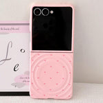 Cover per telefono con texture a onda magnetica e motivo a cuori lucidi, For Samsung Galaxy Z Flip7 5G