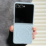 Cover per telefono con texture a onda magnetica e motivo a cuori lucidi, For Samsung Galaxy Z Flip7 5G