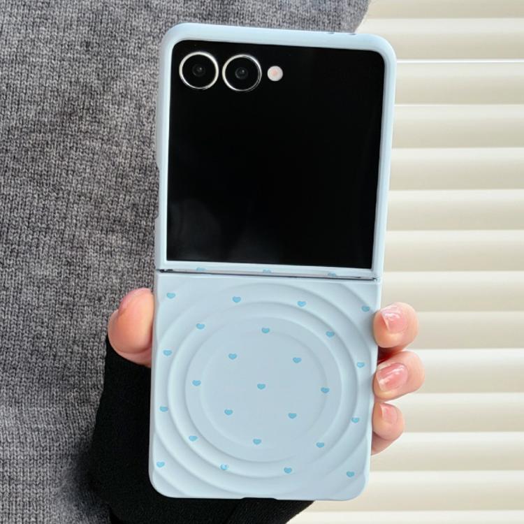 Cover per telefono con texture a onda magnetica e motivo a cuori lucidi, For Samsung Galaxy Z Flip7 5G