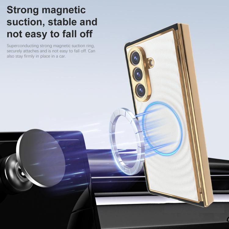 Custodia per telefono magnetica in TPU delicata sulla pelle + ecopelle, For Samsung Galaxy Z Fold7 5G