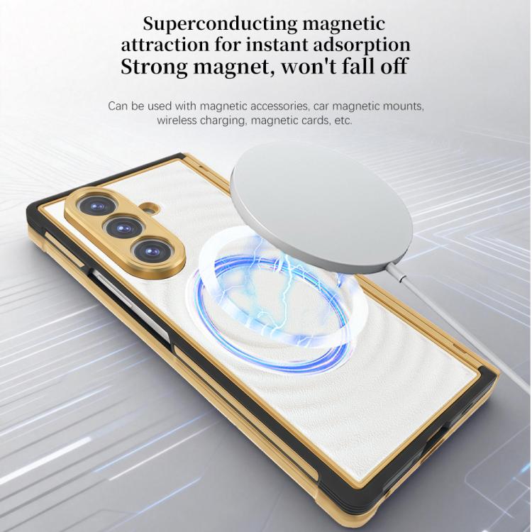 Custodia per telefono magnetica in TPU delicata sulla pelle + ecopelle, For Samsung Galaxy Z Fold7 5G