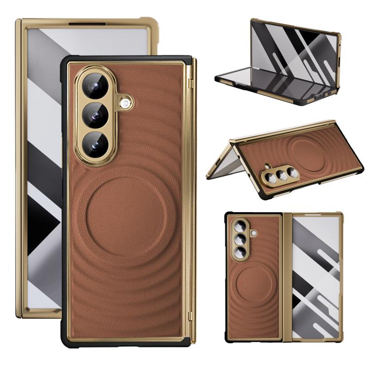 Custodia per telefono magnetica in TPU delicata sulla pelle + ecopelle, For Samsung Galaxy Z Fold7 5G