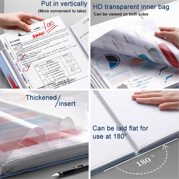 Cartella portadocumenti A4 con tasca interna trasparente e fibbia., 60 Pockets, 100 Pockets