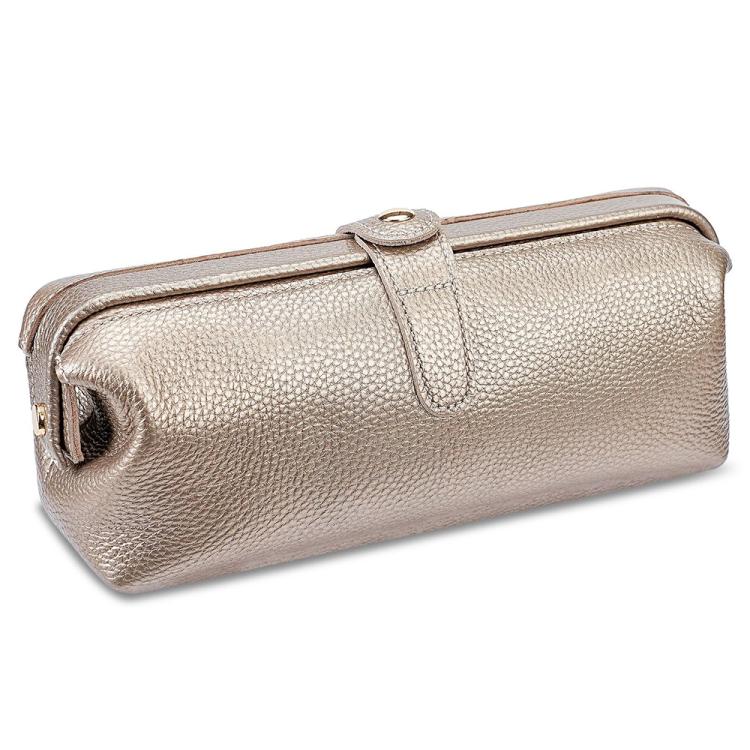 Comoda custodia in vera pelle lavabile per riporre gli strumenti per il trucco.