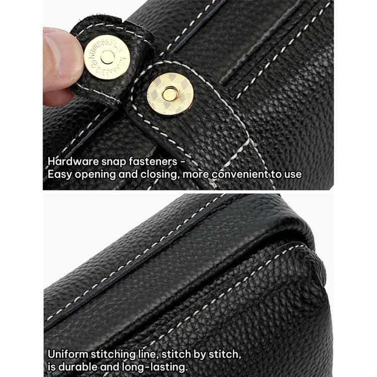 Comoda custodia in vera pelle lavabile per riporre gli strumenti per il trucco.