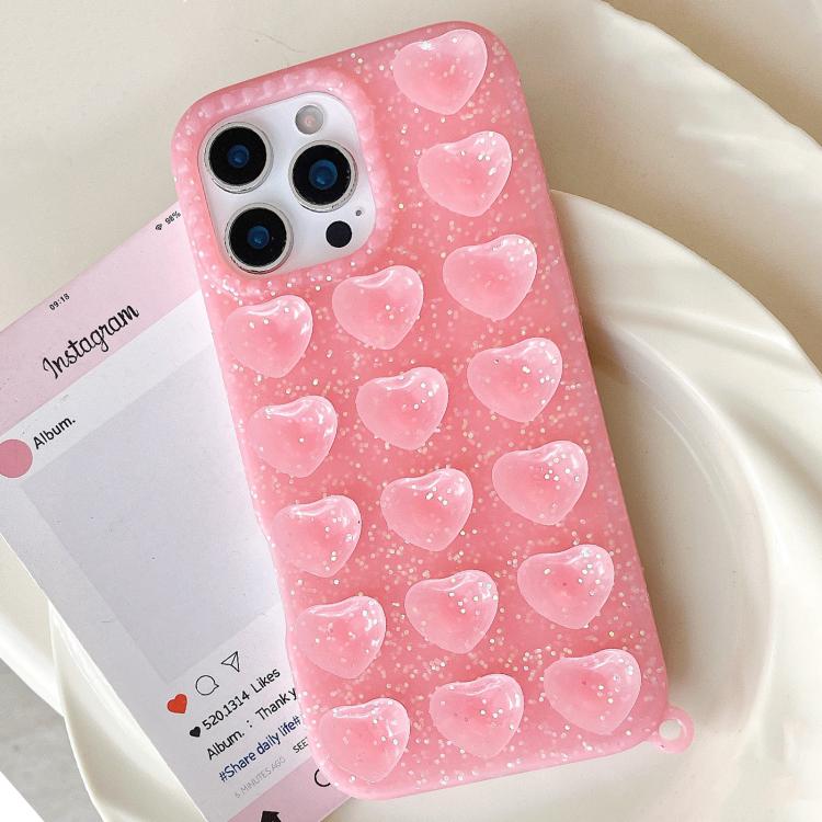 Cover per telefono traslucida con glitter e ventosa a forma di cuore, For iPhone 16 Pro Max, For iPhone 16 Pro, For iPhone 16, For iPhone 15 Pro Max