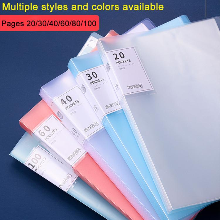 Cartella portadocumenti interna traslucida formato A4 con tasca interna, 20 Pockets, 30 Pockets, 40 Pockets, 60 Pockets
