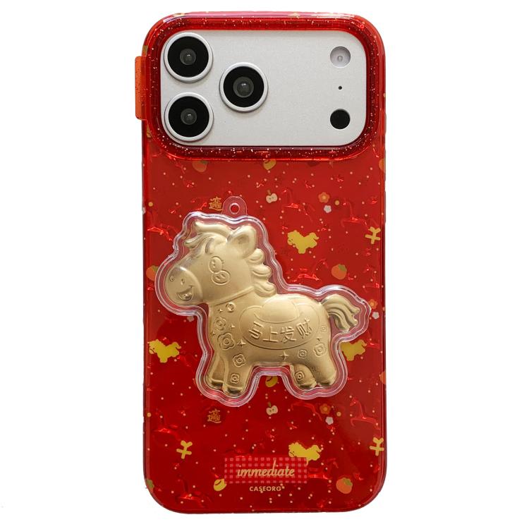 Custodia per telefono in PC + TPU con motivi tradizionali di buon auspicio per il Capodanno cinese., For iPhone 17 Pro Max, For iPhone 17 Pro