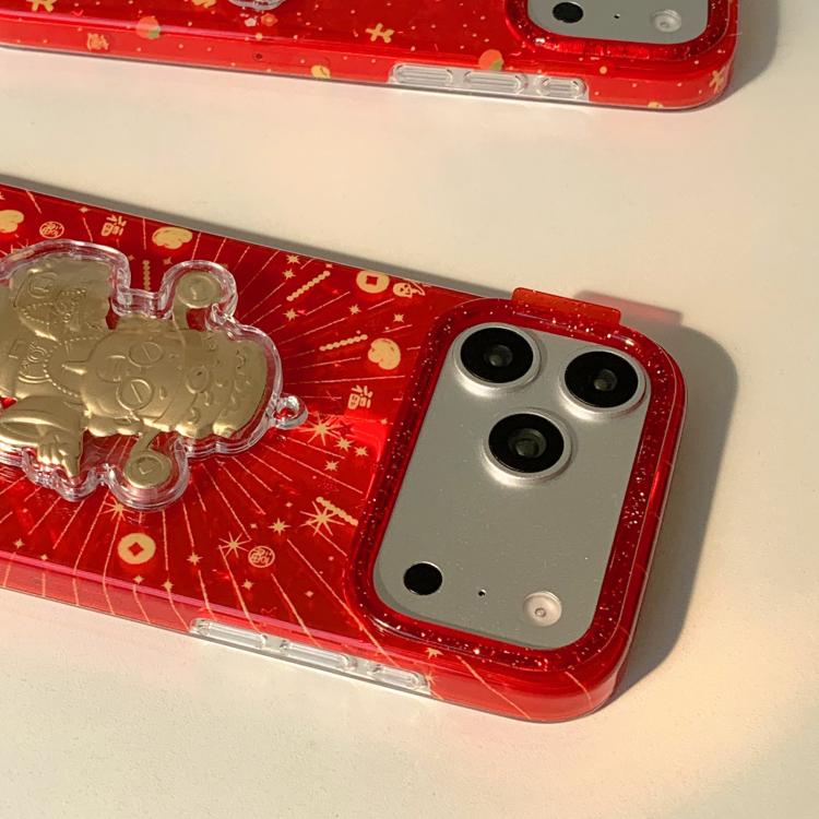 Custodia per telefono in PC + TPU con motivi tradizionali di buon auspicio per il Capodanno cinese., For iPhone 17 Pro Max, For iPhone 17 Pro