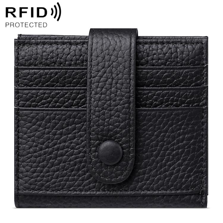 Portafoglio multi-carta RFID KB90 in vera pelle con fibbia.
