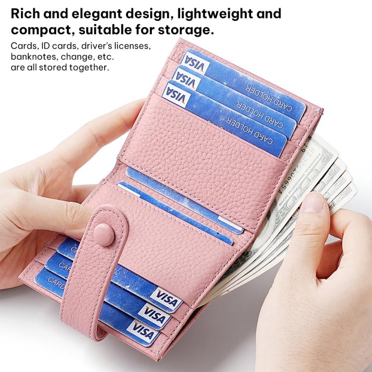 Portafoglio multi-carta RFID KB90 in vera pelle con fibbia.