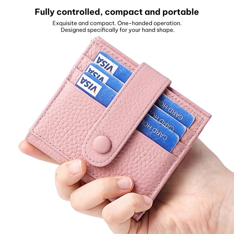 Portafoglio multi-carta RFID KB90 in vera pelle con fibbia.