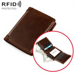 Portafoglio da uomo in pelle bovina pieno fiore con protezione RFID.