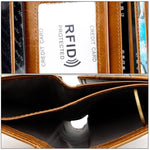 Portafoglio da uomo in pelle bovina pieno fiore con protezione RFID.
