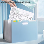 Cartella portadocumenti portatile formato A4 con scomparti multipli e linguette indice.