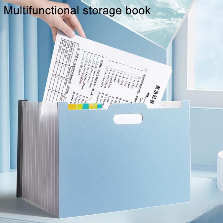 Cartella portadocumenti portatile formato A4 con scomparti multipli e linguette indice.