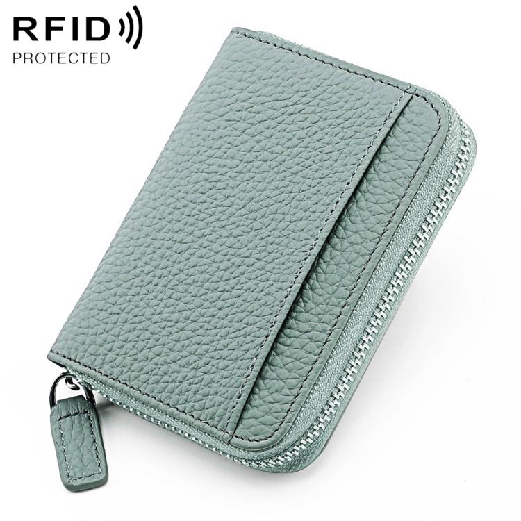 KB29 Portacarte a fisarmonica in vera pelle con cerniera e protezione RFID