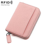 KB29 Portacarte a fisarmonica in vera pelle con cerniera e protezione RFID