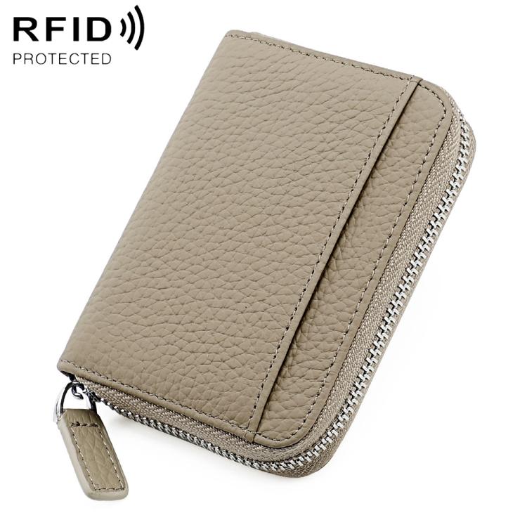 KB29 Portacarte a fisarmonica in vera pelle con cerniera e protezione RFID
