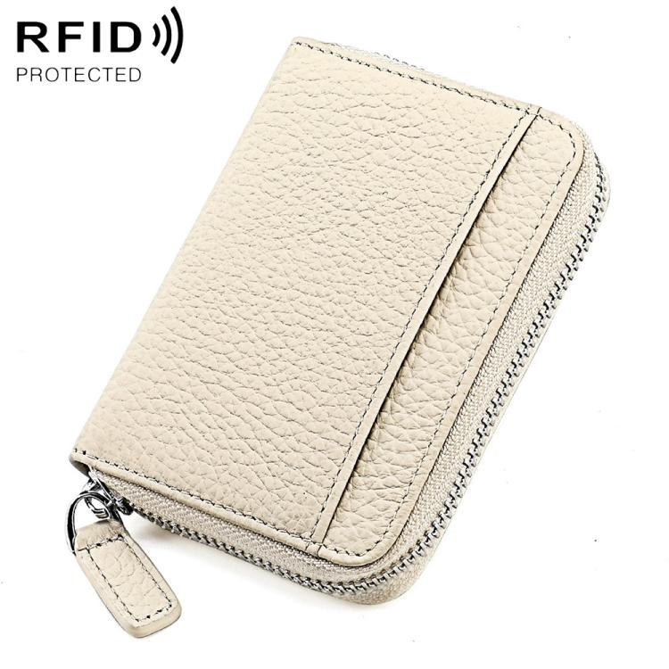 KB29 Portacarte a fisarmonica in vera pelle con cerniera e protezione RFID