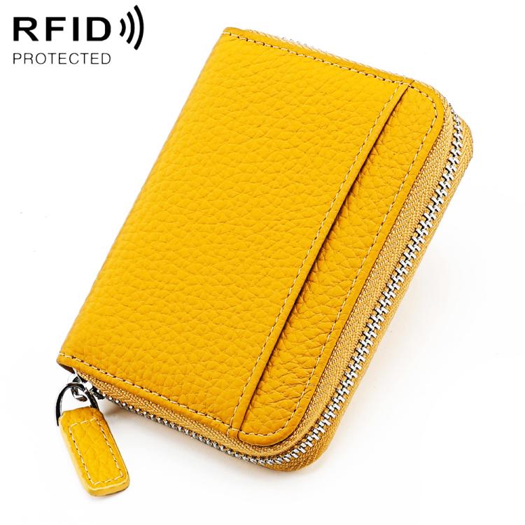 KB29 Portacarte a fisarmonica in vera pelle con cerniera e protezione RFID