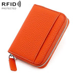 KB29 Portacarte a fisarmonica in vera pelle con cerniera e protezione RFID