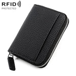 KB29 Portacarte a fisarmonica in vera pelle con cerniera e protezione RFID
