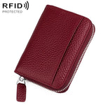 KB29 Portacarte a fisarmonica in vera pelle con cerniera e protezione RFID