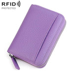 KB29 Portacarte a fisarmonica in vera pelle con cerniera e protezione RFID