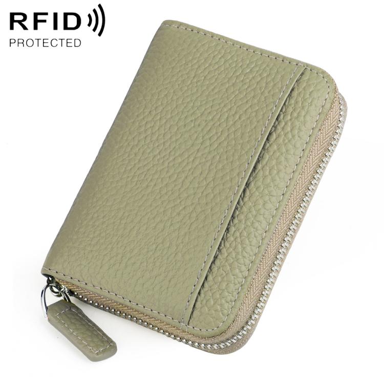 KB29 Portacarte a fisarmonica in vera pelle con cerniera e protezione RFID