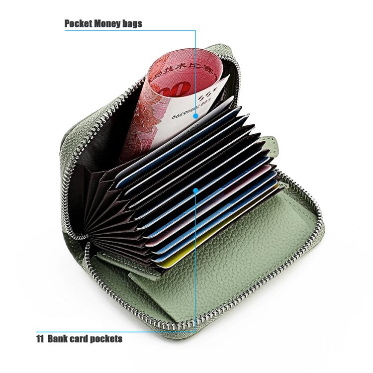 KB29 Portacarte a fisarmonica in vera pelle con cerniera e protezione RFID