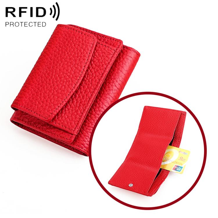 Portafoglio corto da donna in vera pelle con protezione RFID