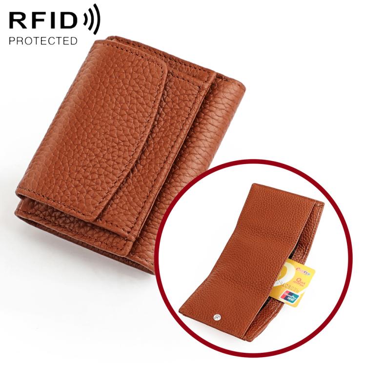 Portafoglio corto da donna in vera pelle con protezione RFID