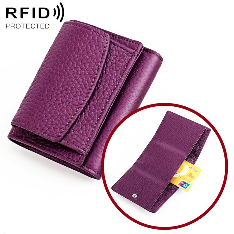 Portafoglio corto da donna in vera pelle con protezione RFID