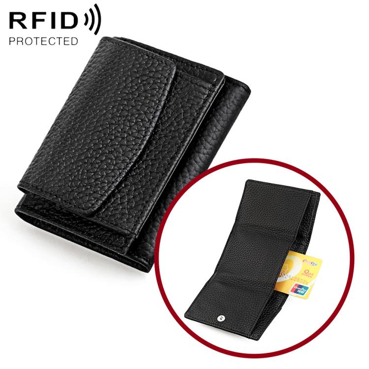 Portafoglio corto da donna in vera pelle con protezione RFID