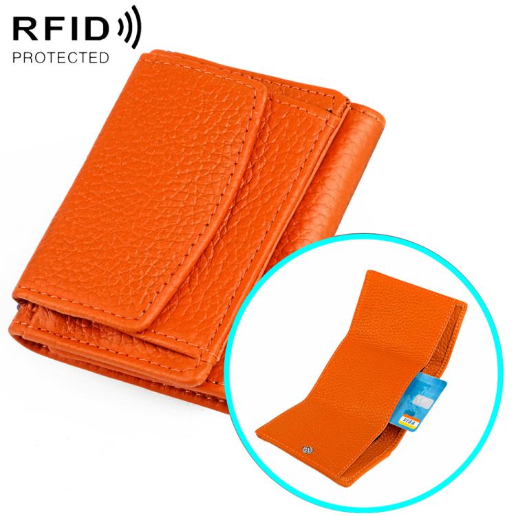 Portafoglio corto da donna in vera pelle con protezione RFID