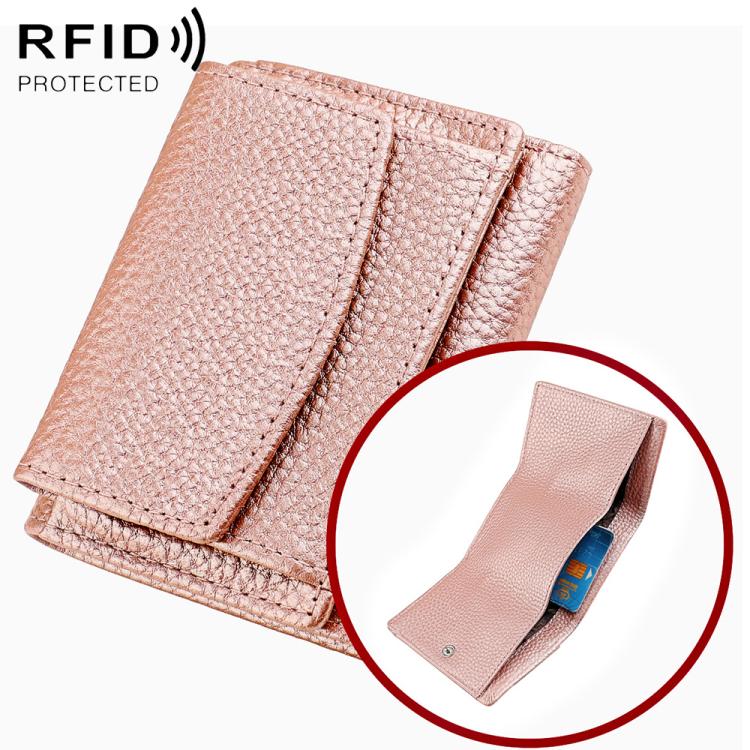Portafoglio corto da donna in vera pelle con protezione RFID