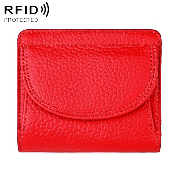 Portafoglio mini semplice in vera pelle con protezione RFID.
