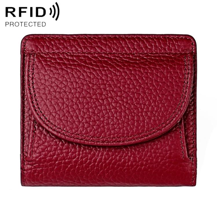 Portafoglio mini semplice in vera pelle con protezione RFID.