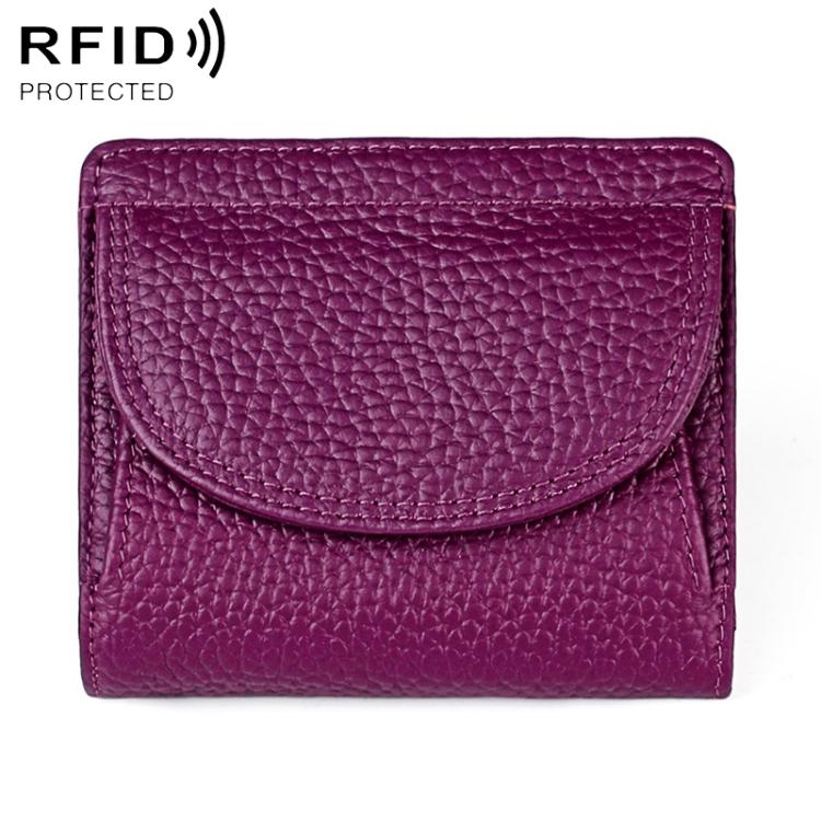 Portafoglio mini semplice in vera pelle con protezione RFID.