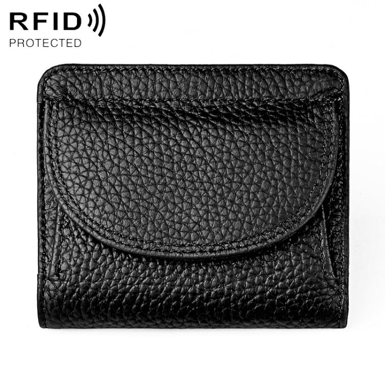 Portafoglio mini semplice in vera pelle con protezione RFID.