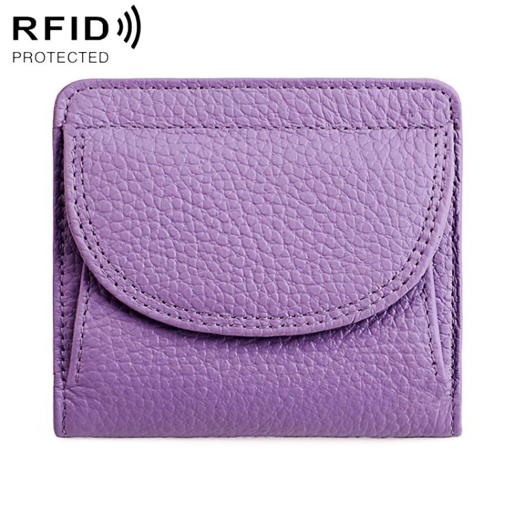 Portafoglio mini semplice in vera pelle con protezione RFID.