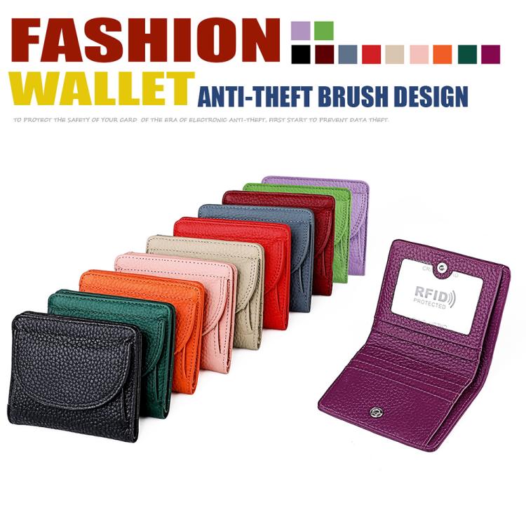 Portafoglio mini semplice in vera pelle con protezione RFID.