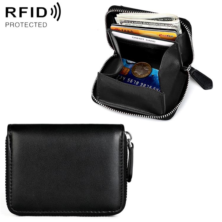 Borsa portaoggetti con cerniera in vera pelle KB228 RFID