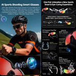 Occhiali sportivi intelligenti da ciclismo W640 da 8 MP con intelligenza artificiale, stabilizzazione dell'immagine a sei assi, Wi-Fi, controllo touch, riduzione del rumore con doppio microfono, traduzione tramite IA.