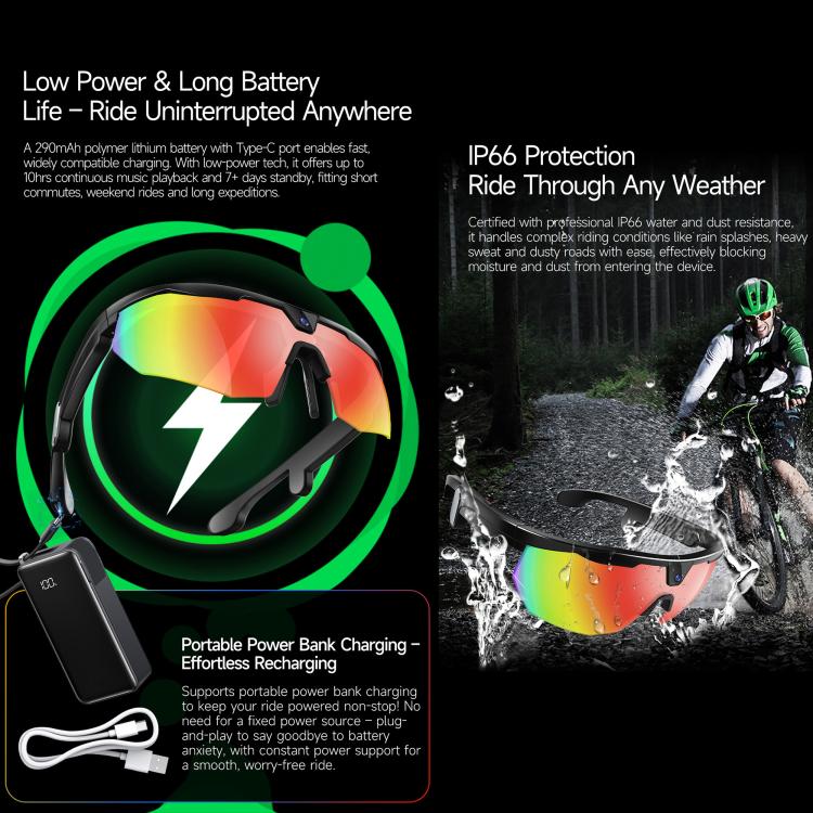 Occhiali sportivi intelligenti da ciclismo W640 da 8 MP con intelligenza artificiale, stabilizzazione dell'immagine a sei assi, Wi-Fi, controllo touch, riduzione del rumore con doppio microfono, traduzione tramite IA.